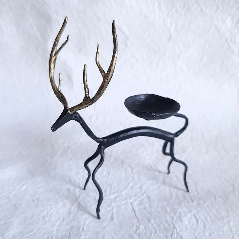 Bastar Wrought Iron Golden Deer (Assorted) Tealight Holder-11