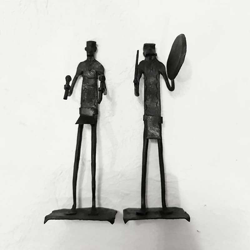 Harmonious Ensemble: Bastar Handmade Wrought Iron Set of 2 Standing Musicians