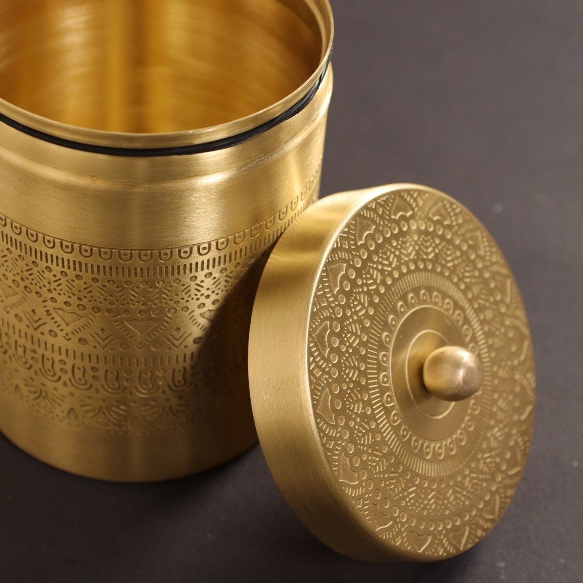 Brass Jar with Lid for Tea, Sugar and Spice in Kitchen Use | Handmade in India