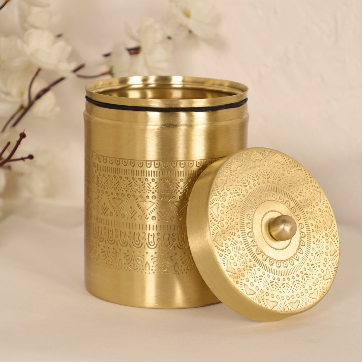 Brass Jar with Lid for Tea, Sugar and Spice in Kitchen Use | Handmade in India