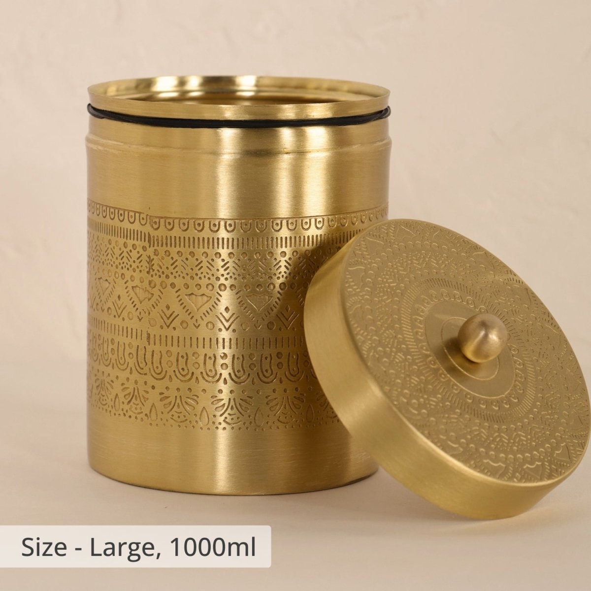Brass Jar with Lid for Tea, Sugar and Spice in Kitchen Use | Handmade in India