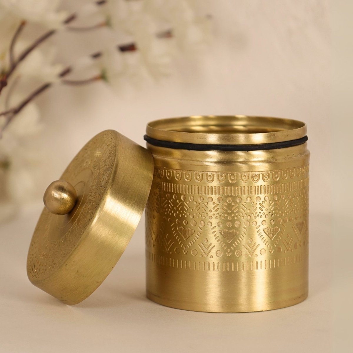 Brass Jar with Lid for Tea, Sugar and Spice in Kitchen Use | Handmade in India