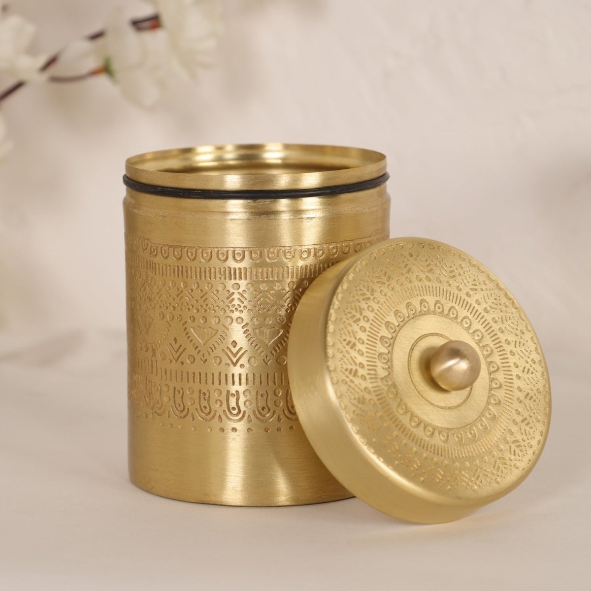 Brass Jar with Lid for Tea, Sugar and Spice in Kitchen Use | Handmade in India
