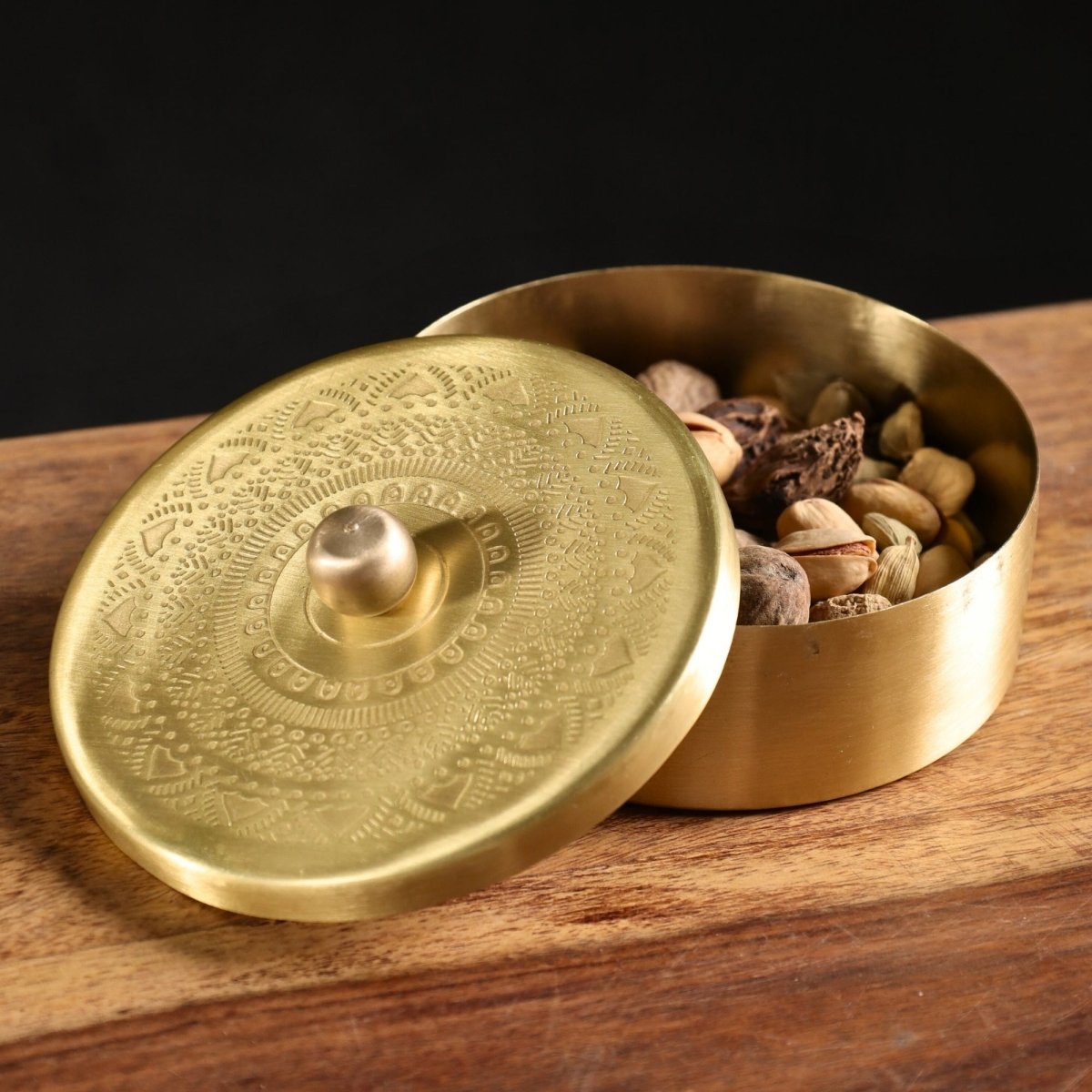 Brass Masala Box - Spice, Masala Storage Organizer Masala Dabba for Everyday Kitchen Use | Handmade in India