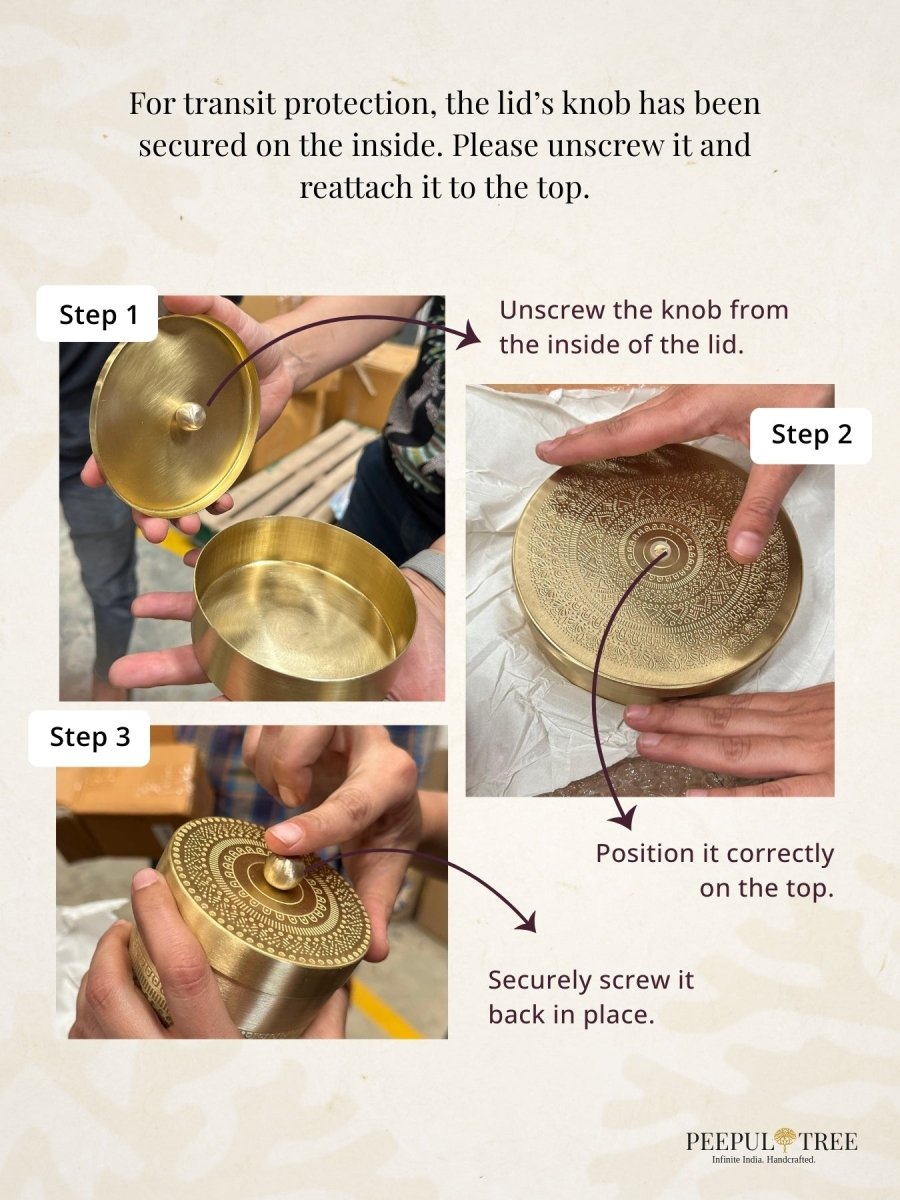 Brass Jar with Lid for Tea, Sugar and Spice in Kitchen Use | Handmade in India