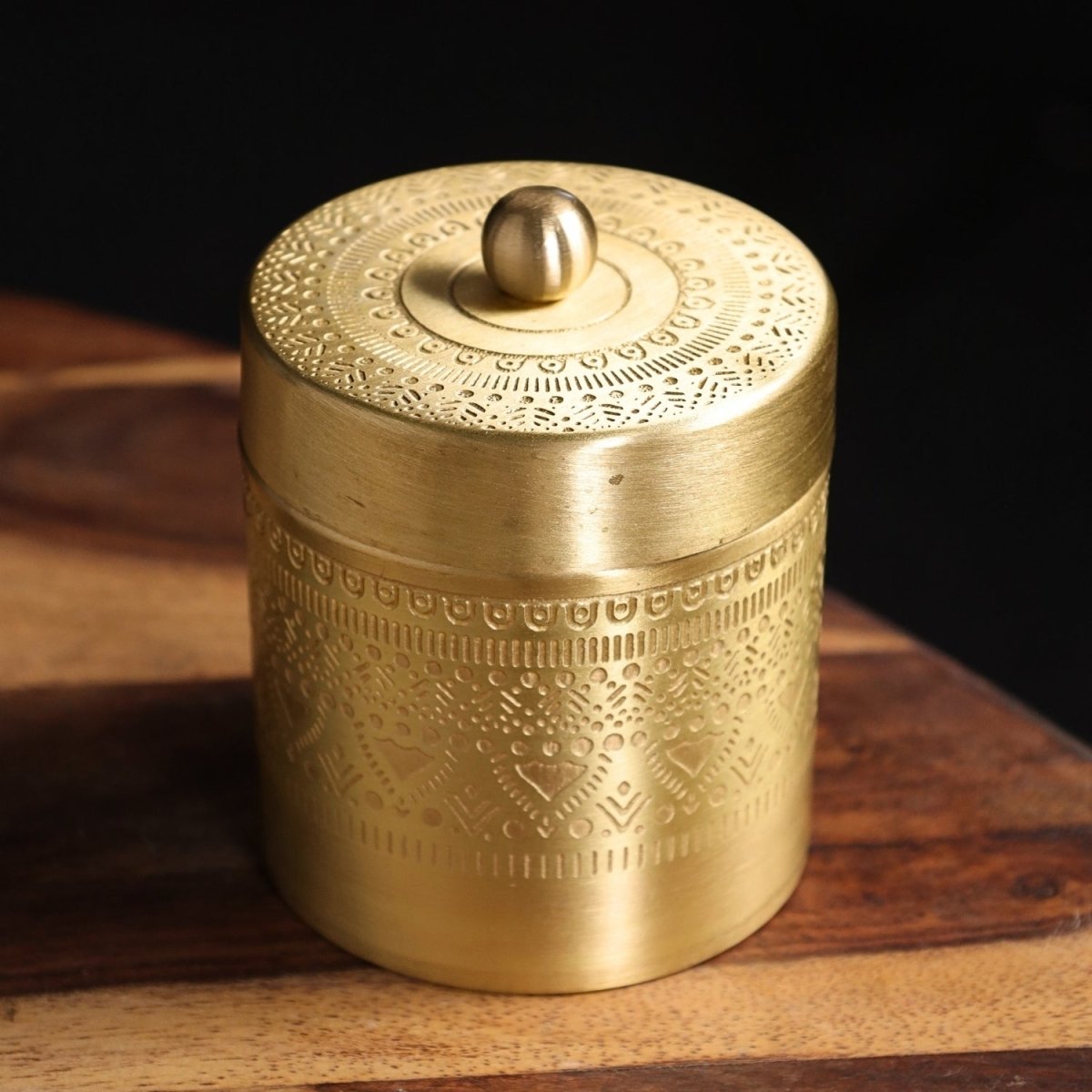 Brass Storage Jar/Container with Lid for Tea, Sugar & Spice in Kitchen Use | Set of 2 | Handmade in India