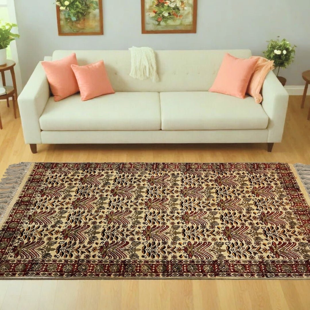 Handmade Cotton Rugs In Floral Kalamkari Print | Handmade In India