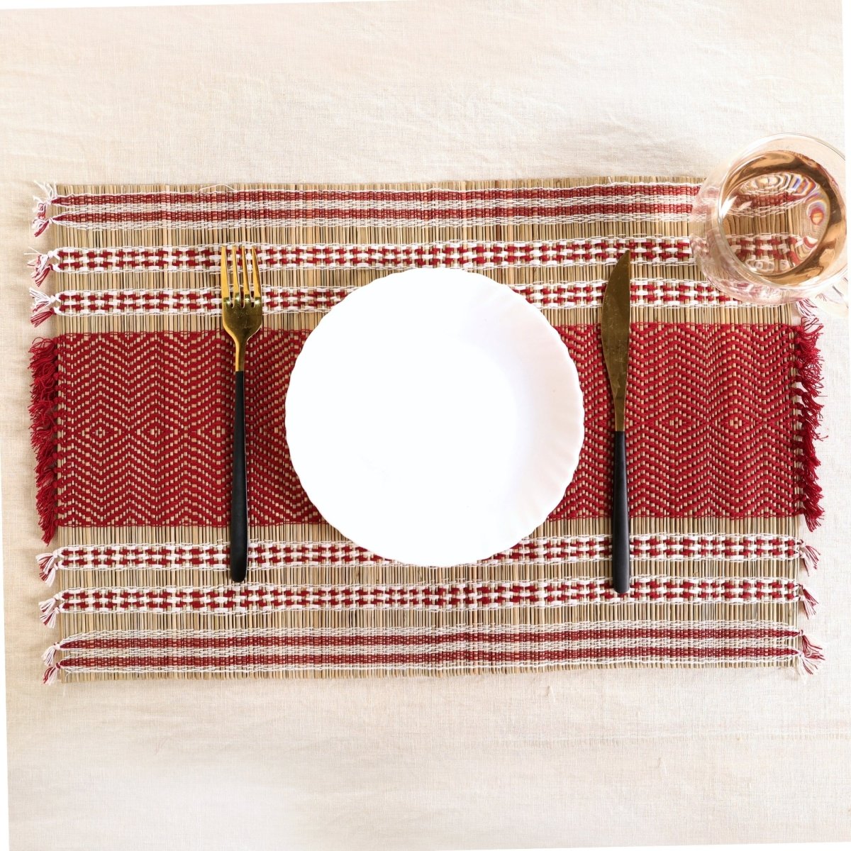 Handmade Dining Table Mats In Maroon (Set Of 4/6) | Eco Friendly Tableware Sustainably Handwoven from Natural Grass