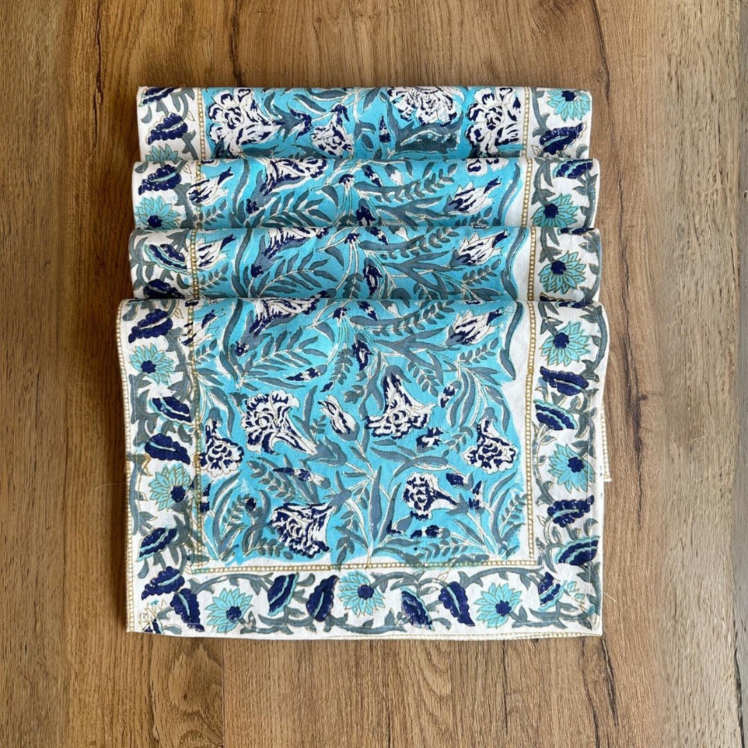 Handmade Dining Table Mats & Napkins in White & Floral (Set of 6) | Eco Friendly Tableware Sustainably Handwoven in Pure Cotton