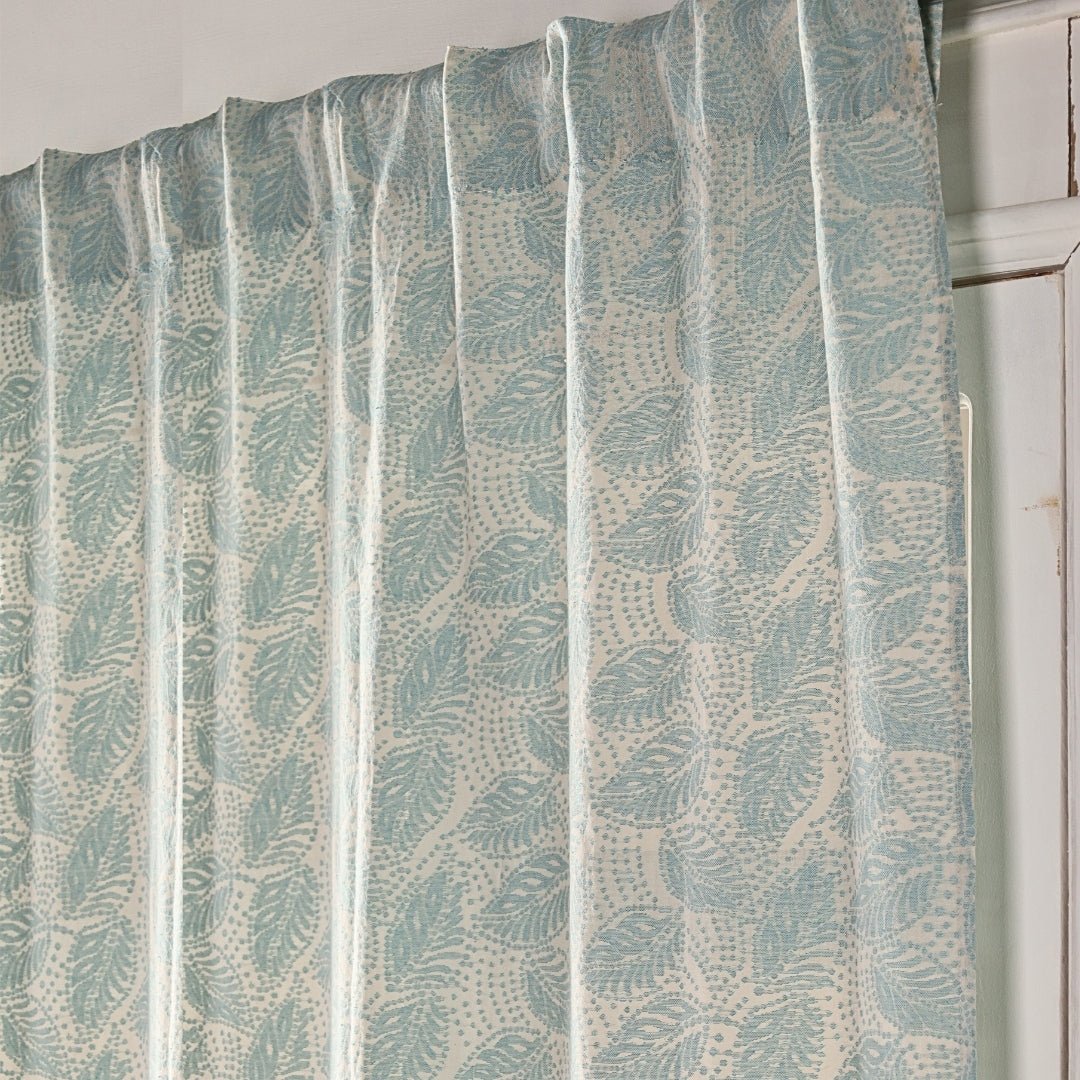 Handwoven Cotton Semi Sheer Curtain | 5/7 Feet | Cutwork Summer Leaves Pattern | Handmade In India