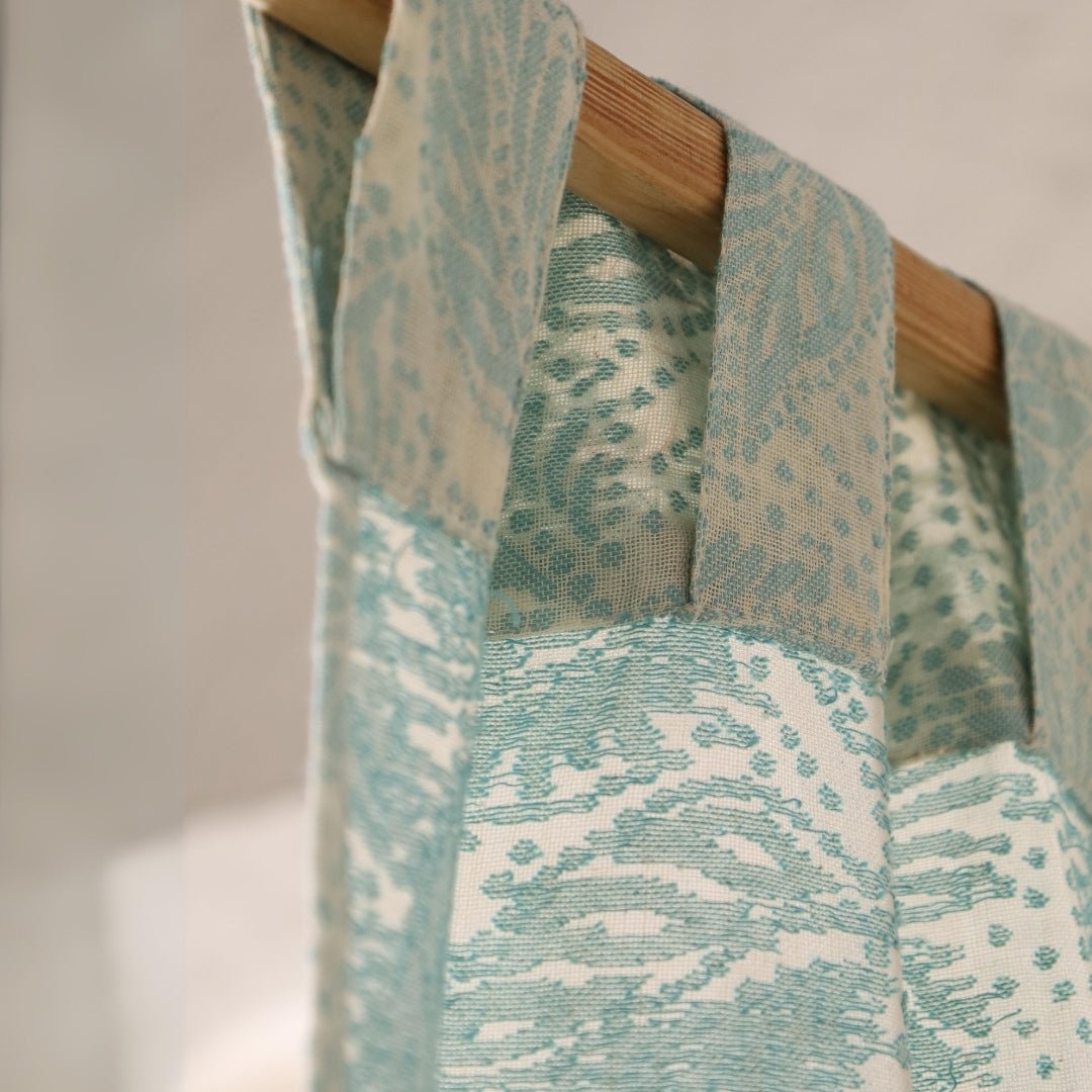 Handwoven Cotton Semi Sheer Curtain | 5/7 Feet | Cutwork Summer Leaves Pattern | Handmade In India