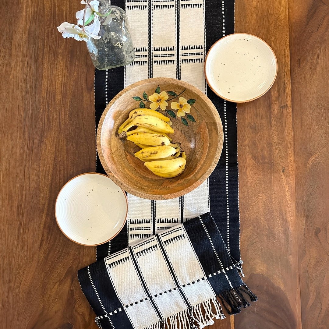 Monochrome Handwoven Striped Table Runner