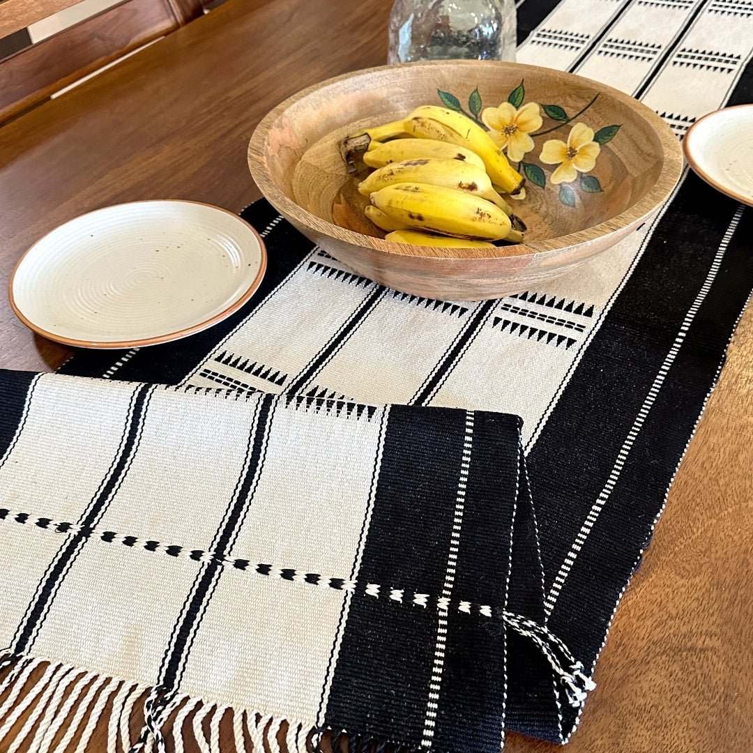 Monochrome Handwoven Striped Table Runner