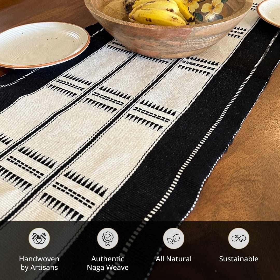 Monochrome Handwoven Striped Table Runner