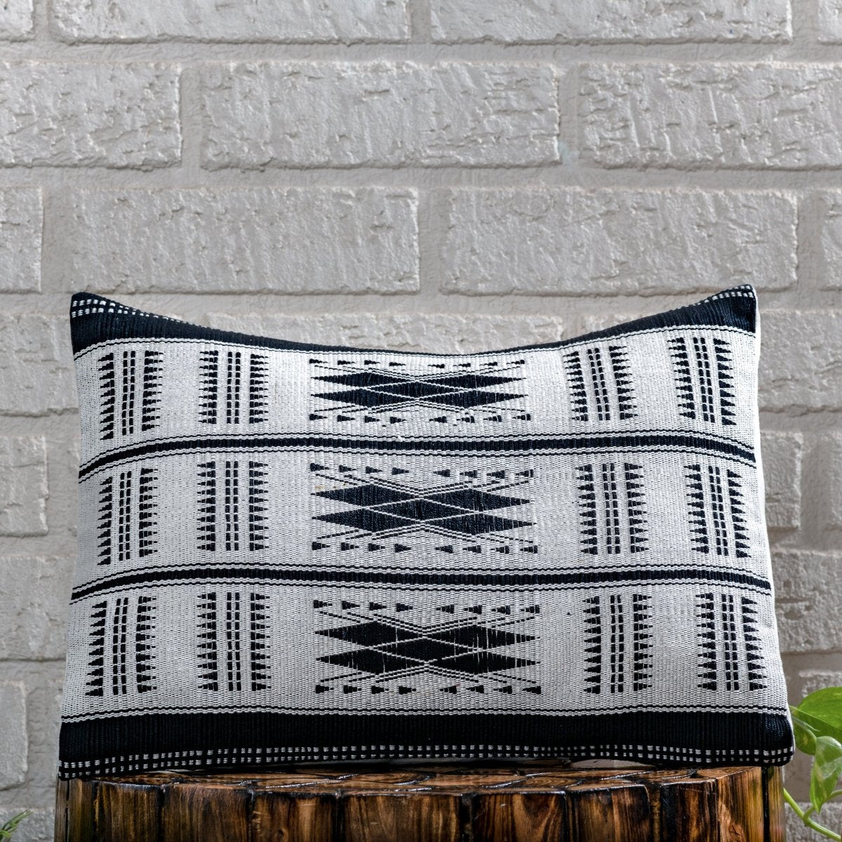 Timeless Appeal: Monochrome Patterned Rectangle Cushion Cover