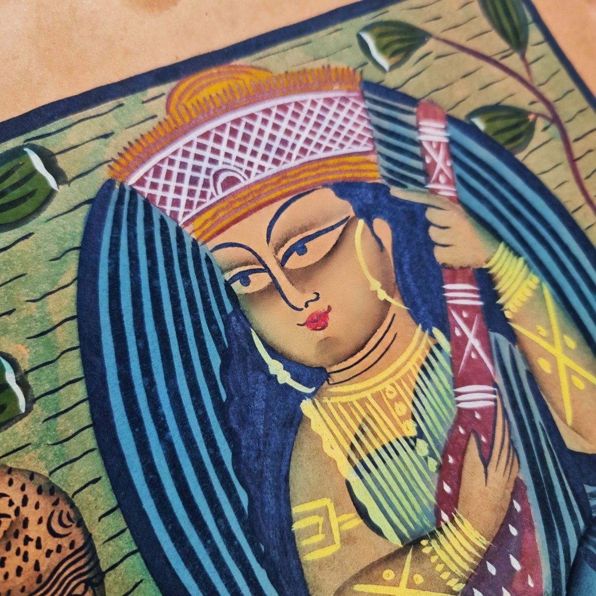 Original Hand-painted Kalighat Painting Hamsavahini | Original Painting by a top traditional artist for your home