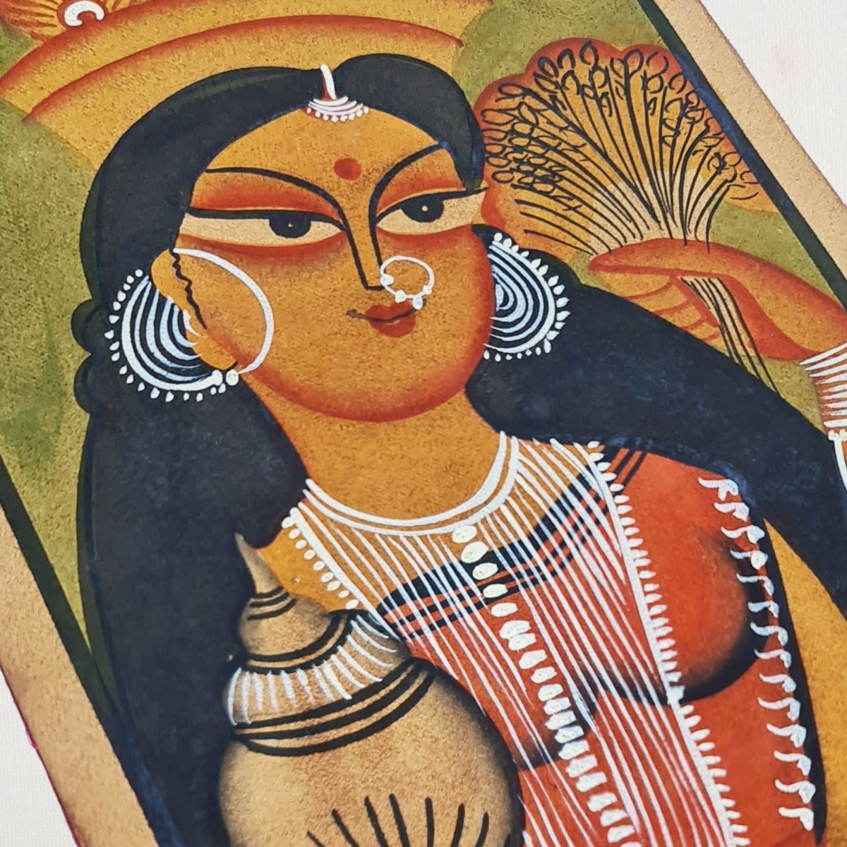 Original Hand-painted Kalighat Painting Kalash | Original Painting by a top traditional artist for your home