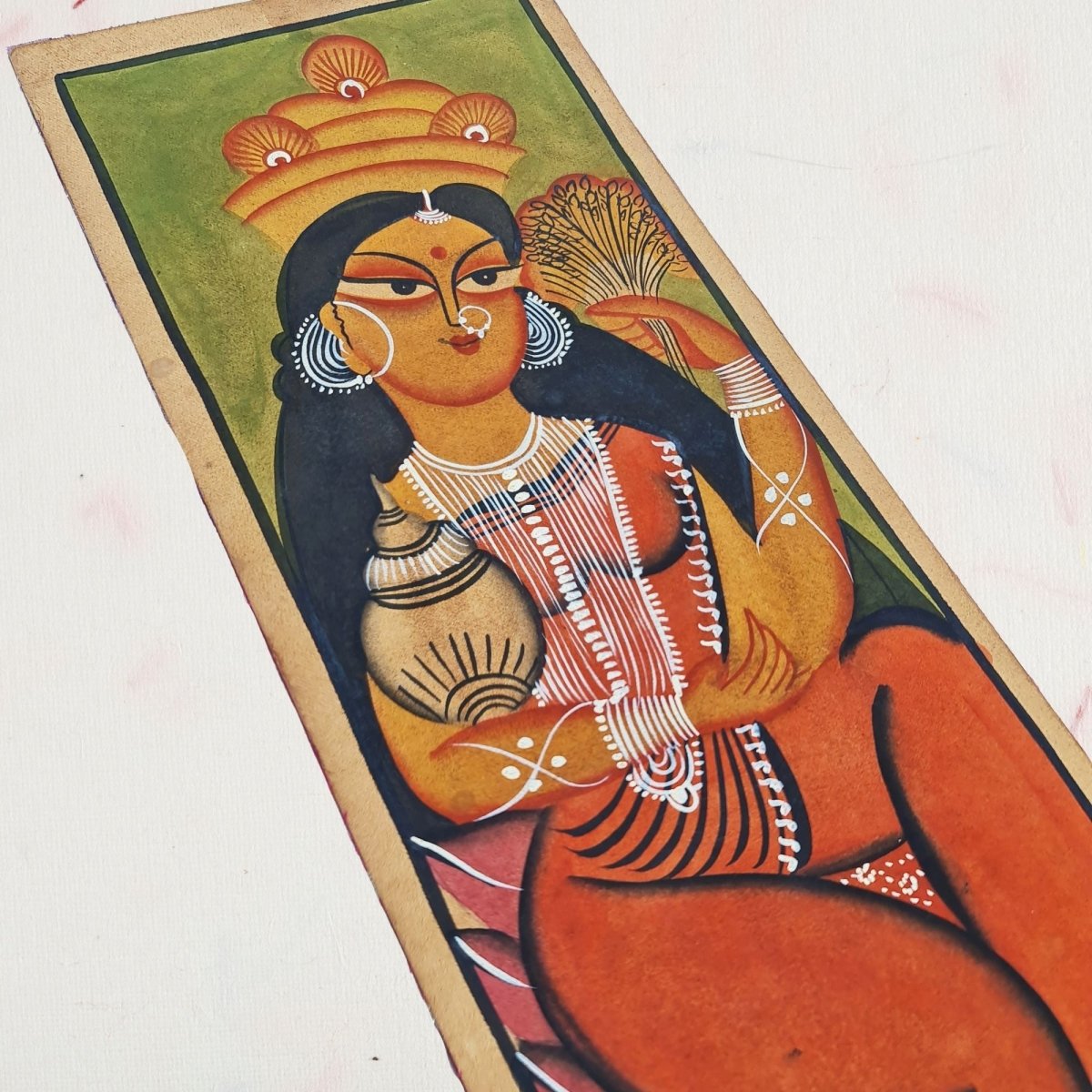 Original Hand-painted Kalighat Painting Kalash | Original Painting by a top traditional artist for your home