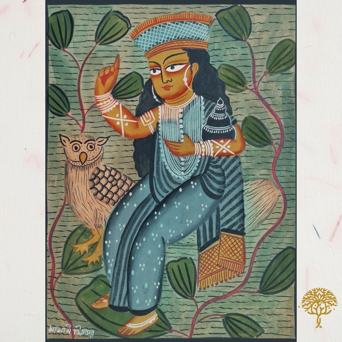 Original Hand-painted Kalighat Painting Lakshmi | Original Painting by a top traditional artist for your home