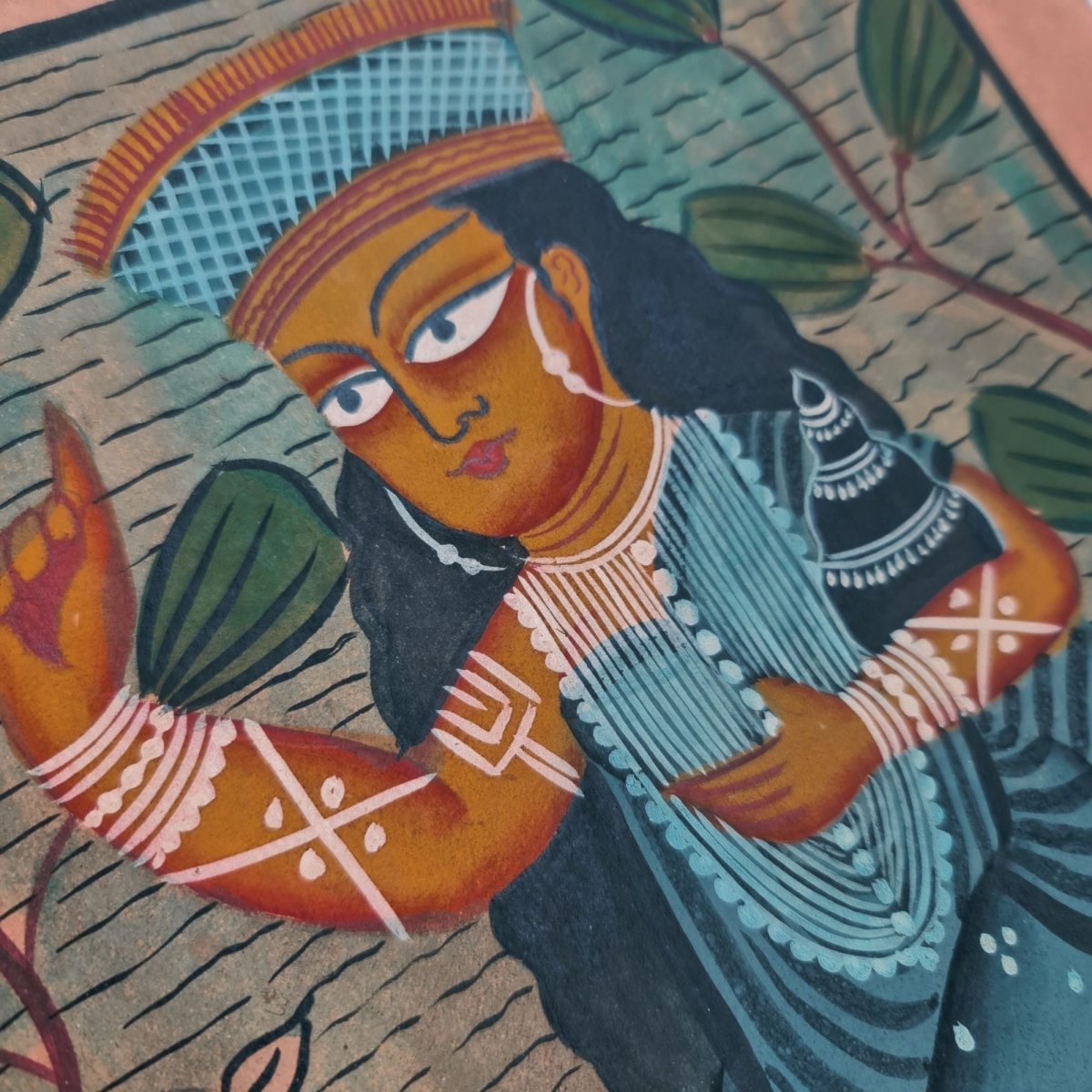 Original Hand-painted Kalighat Painting Lakshmi | Original Painting by a top traditional artist for your home