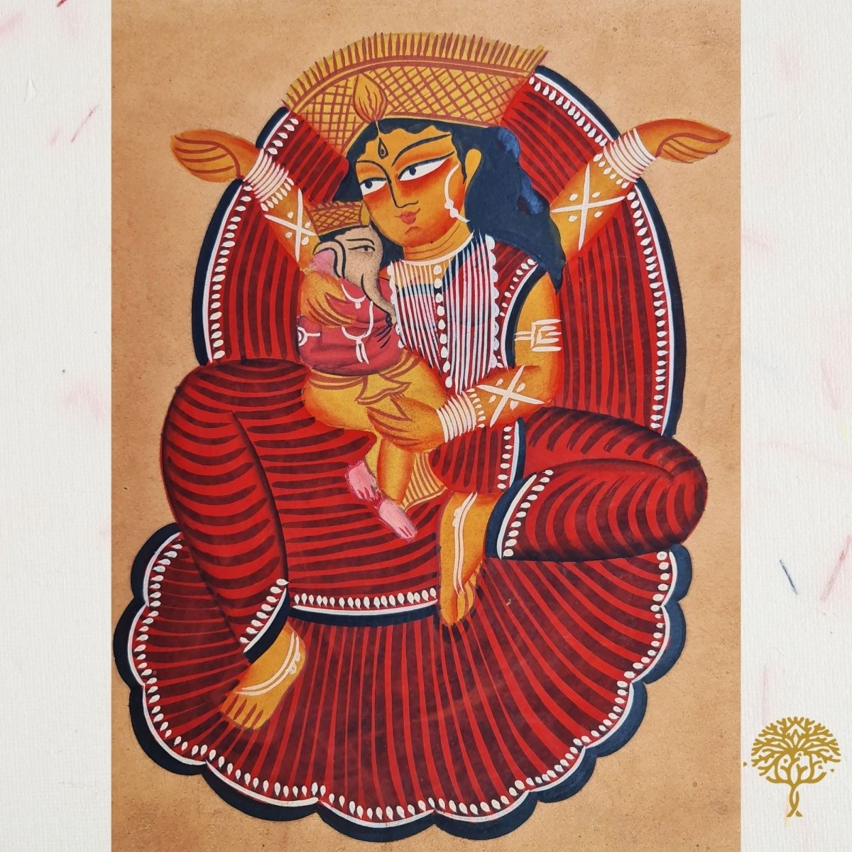 Original Hand-painted Kalighat Painting Parvati | Original Painting by a top traditional artist for your home