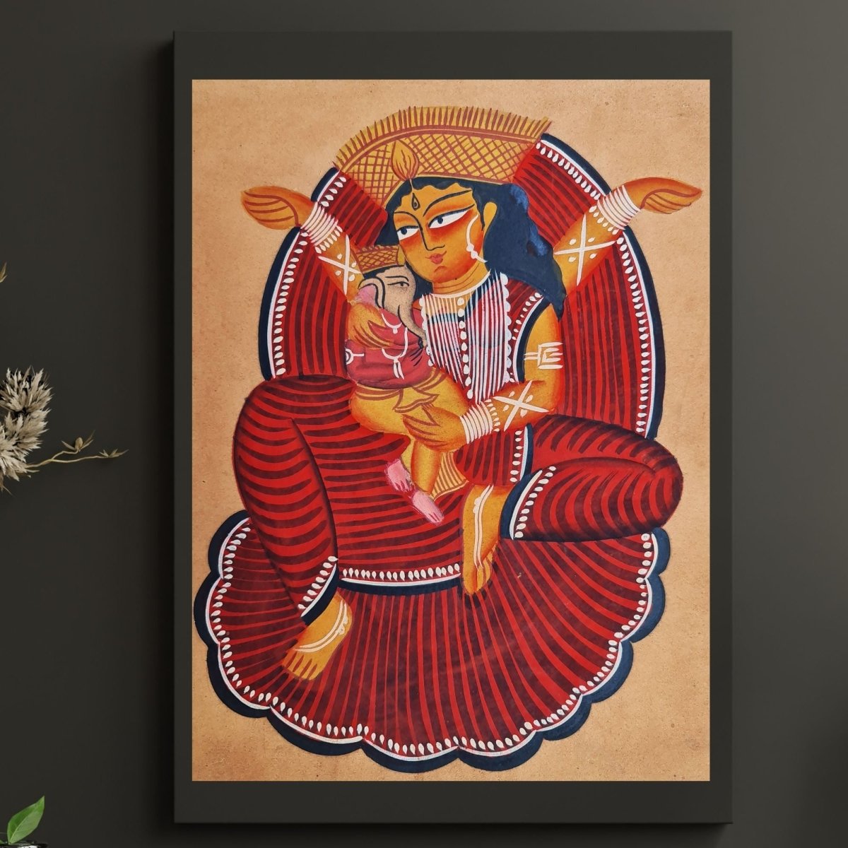 Original Hand-painted Kalighat Painting Parvati | Original Painting by a top traditional artist for your home