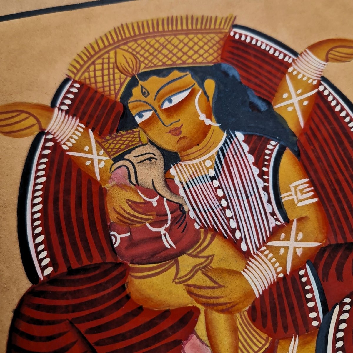 Original Hand-painted Kalighat Painting Parvati | Original Painting by a top traditional artist for your home