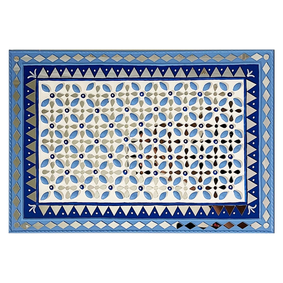 Handmade palace blue mud art wall hanging, adding elegance and charm to your decor