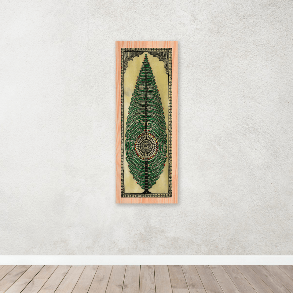 Enchanting Forrest Green Tussar Pattachitra, Rich Cultural Art
