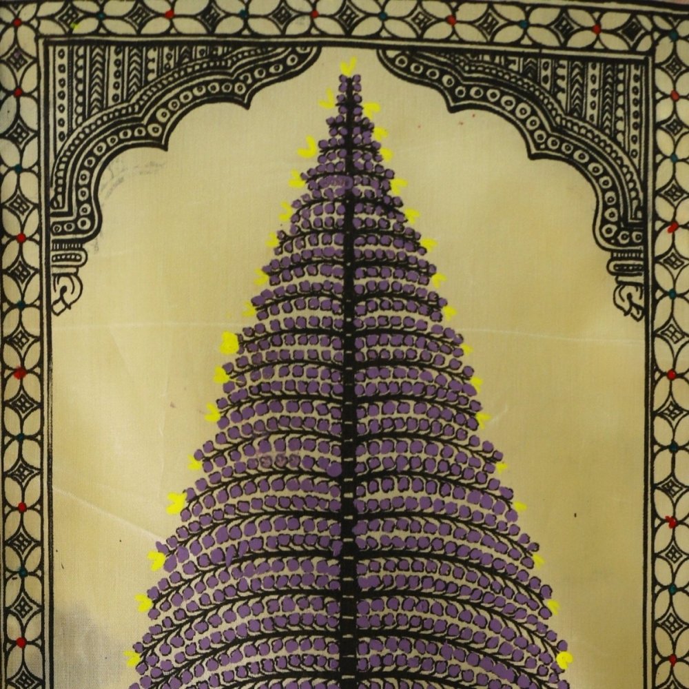 Intricate Lavender Tussar Pattachitra, Crafted with Skilled Artistry