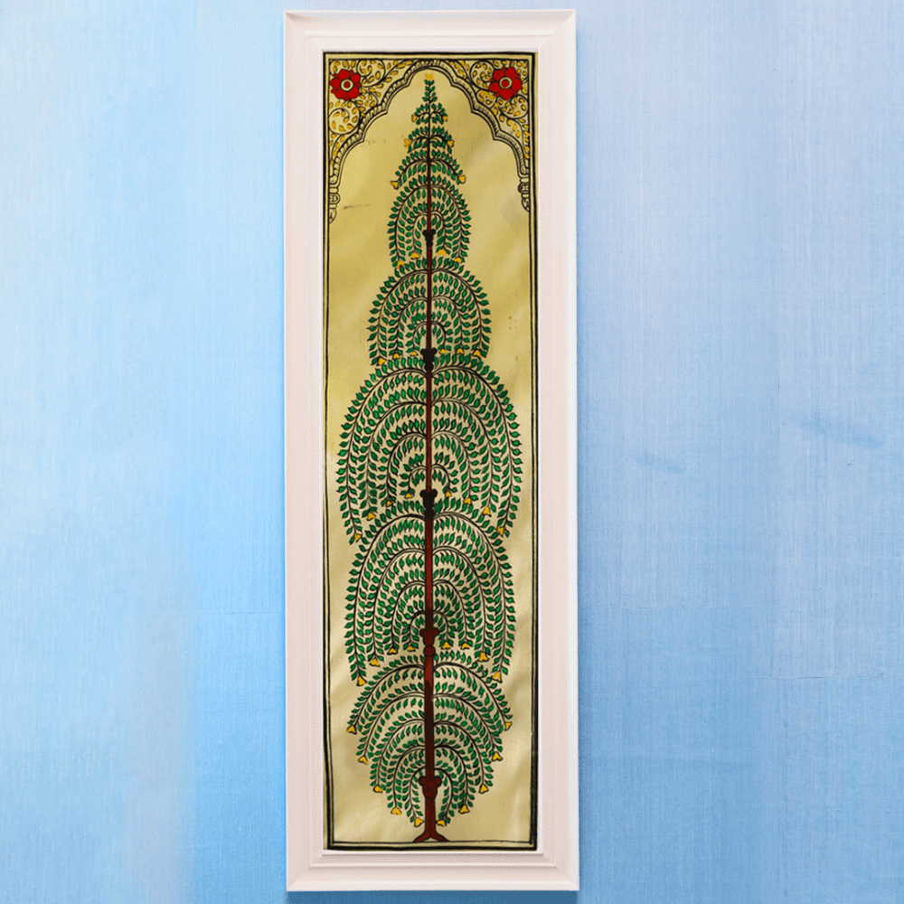 Graceful Sage Tussar Pattachitra, Indian Traditional Artwork