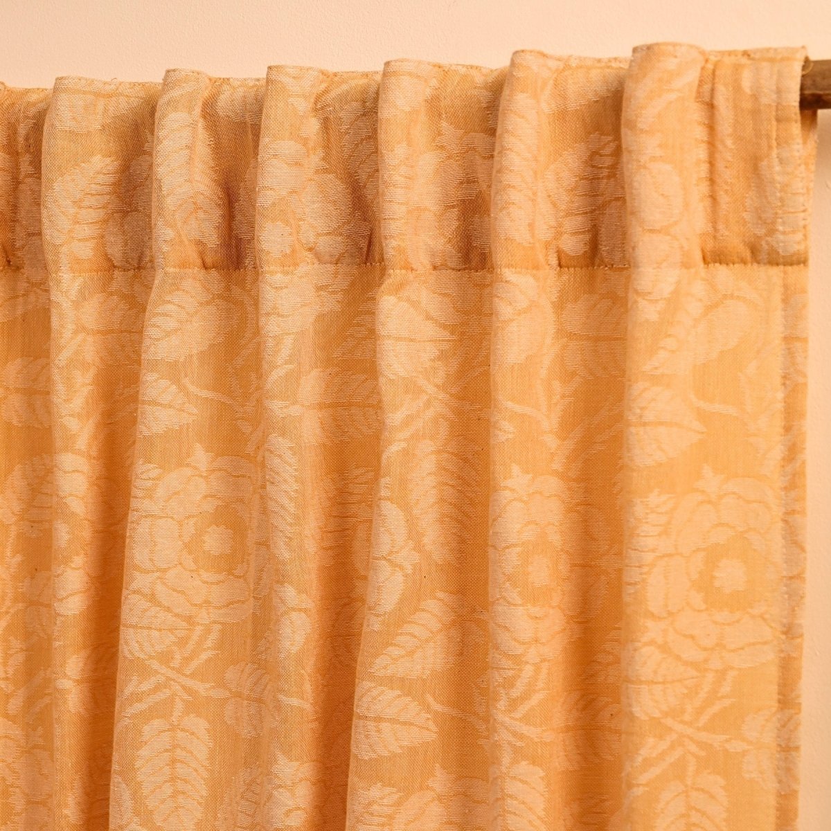 Peach Yellow Semi-Transparent Curtain for Door | Length 7ft | Marigold Collection