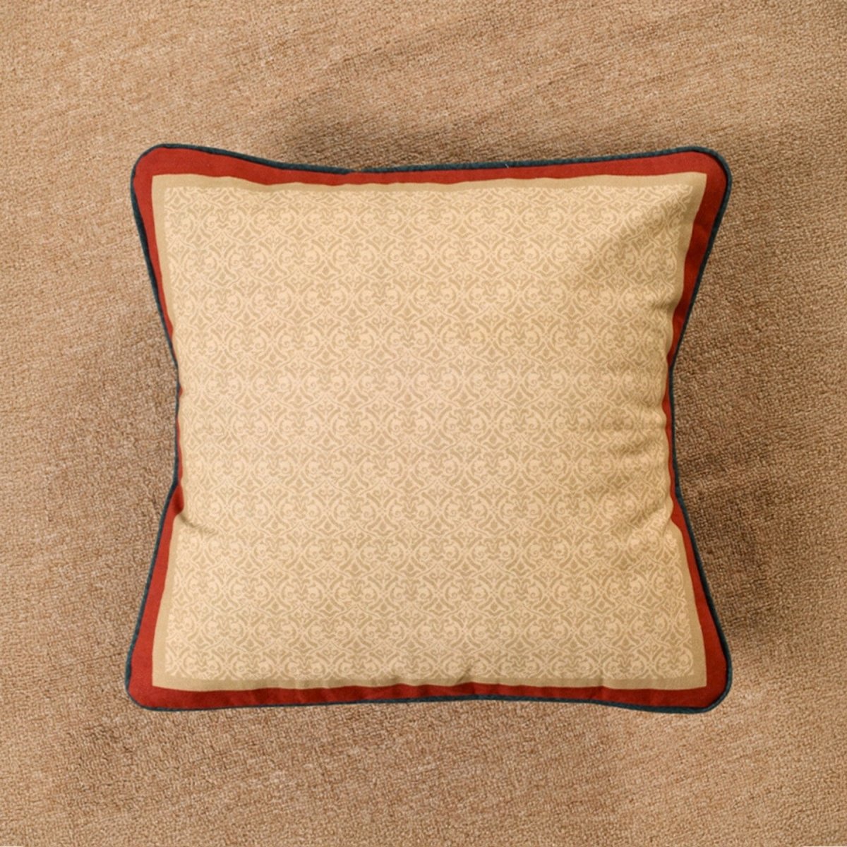 Pure Cotton Cushion Cover 16 inch x 16 inch for living room sofa or bed room | Ivory| Maroon and Navy Blue Colour| Gentle Machine Wash or Hand Wash | Chintz Collection