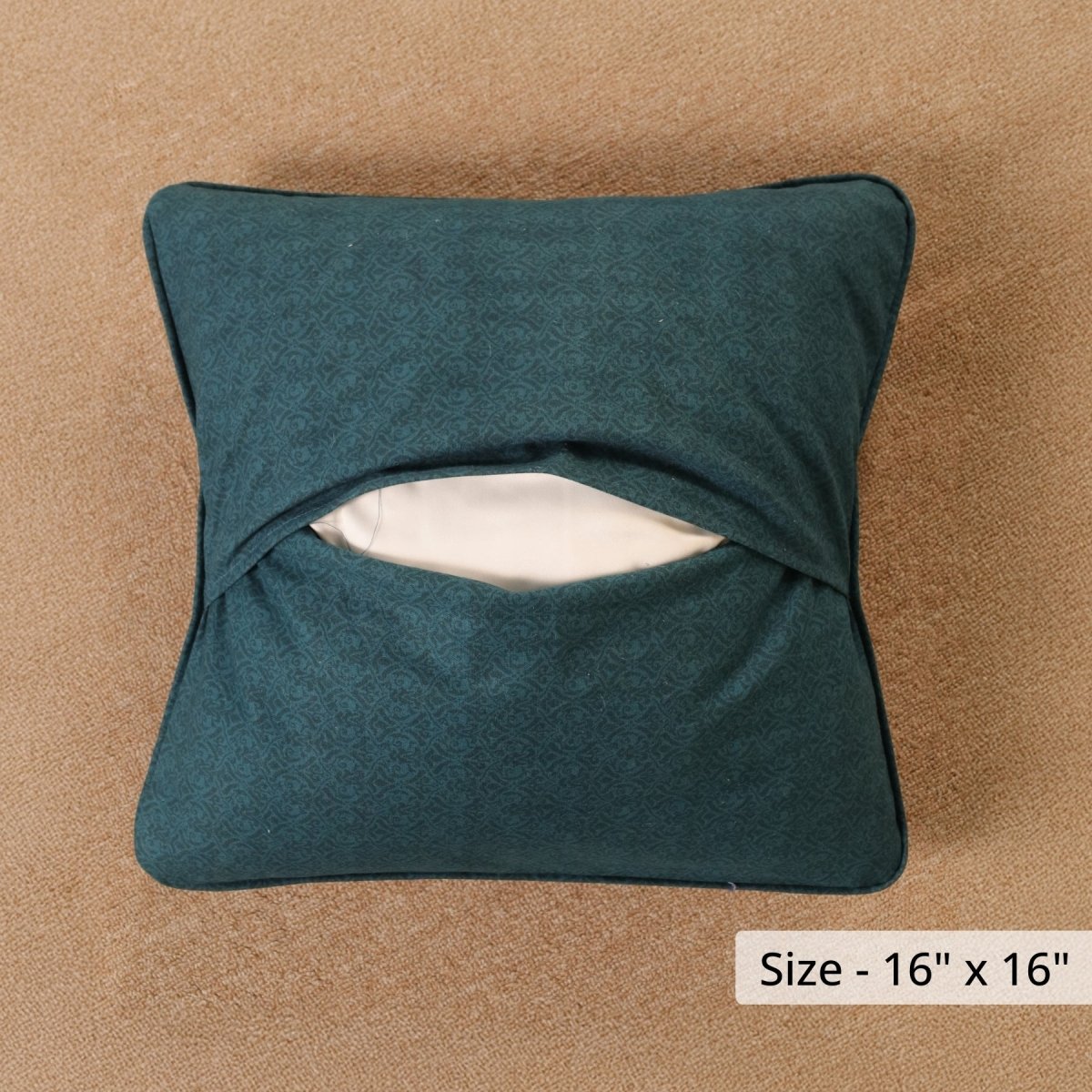 Pure Cotton Cushion Cover 16 inch x 16 inch for living room sofa or bed room | Ivory| Maroon and Navy Blue Colour| Gentle Machine Wash or Hand Wash | Chintz Collection