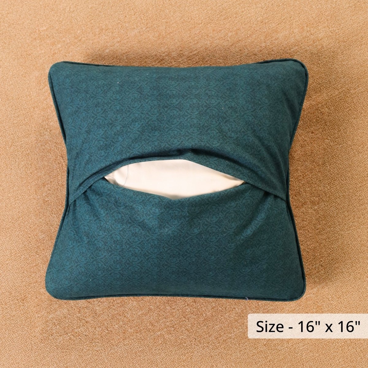 Pure Cotton Cushion Cover 16 inch x 16 inch for living room sofa or bed room | Navy Blue | Maroon and Ivory Colour | Gentle Machine or Hand Wash | Chintz Collection
