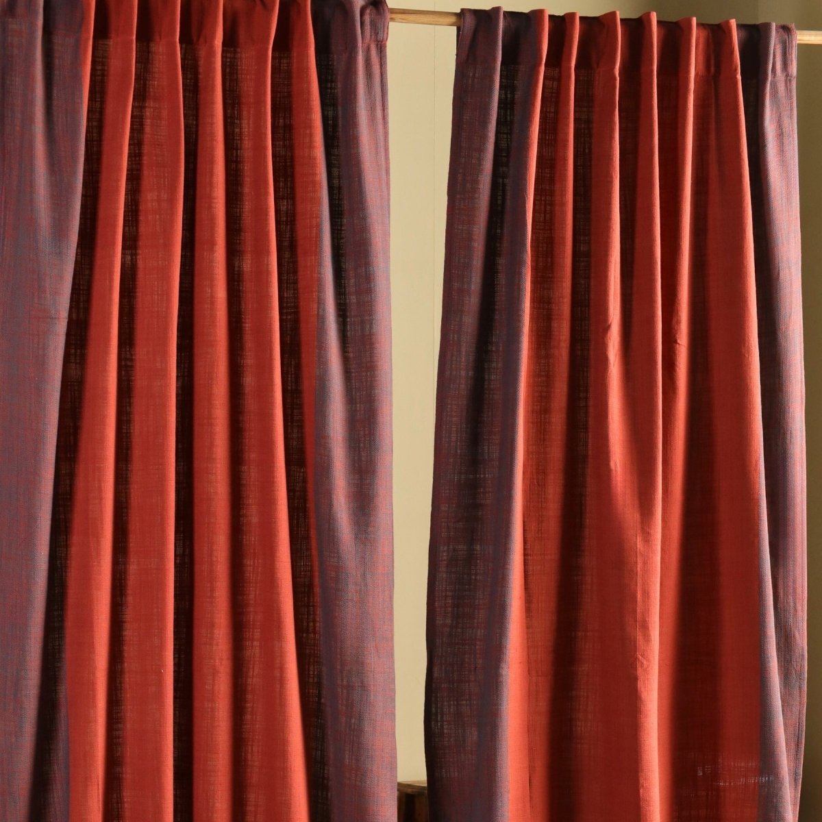 Pure Cotton Door Curtain in 7ft |Brick Red Solid Colour | Gentle Machine Wash or Hand Wash | Chintz Collection