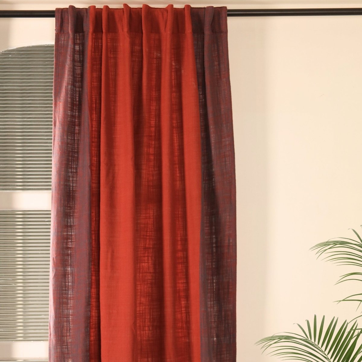 Pure Cotton Door Curtain in 7ft |Brick Red Solid Colour | Gentle Machine Wash or Hand Wash | Chintz Collection