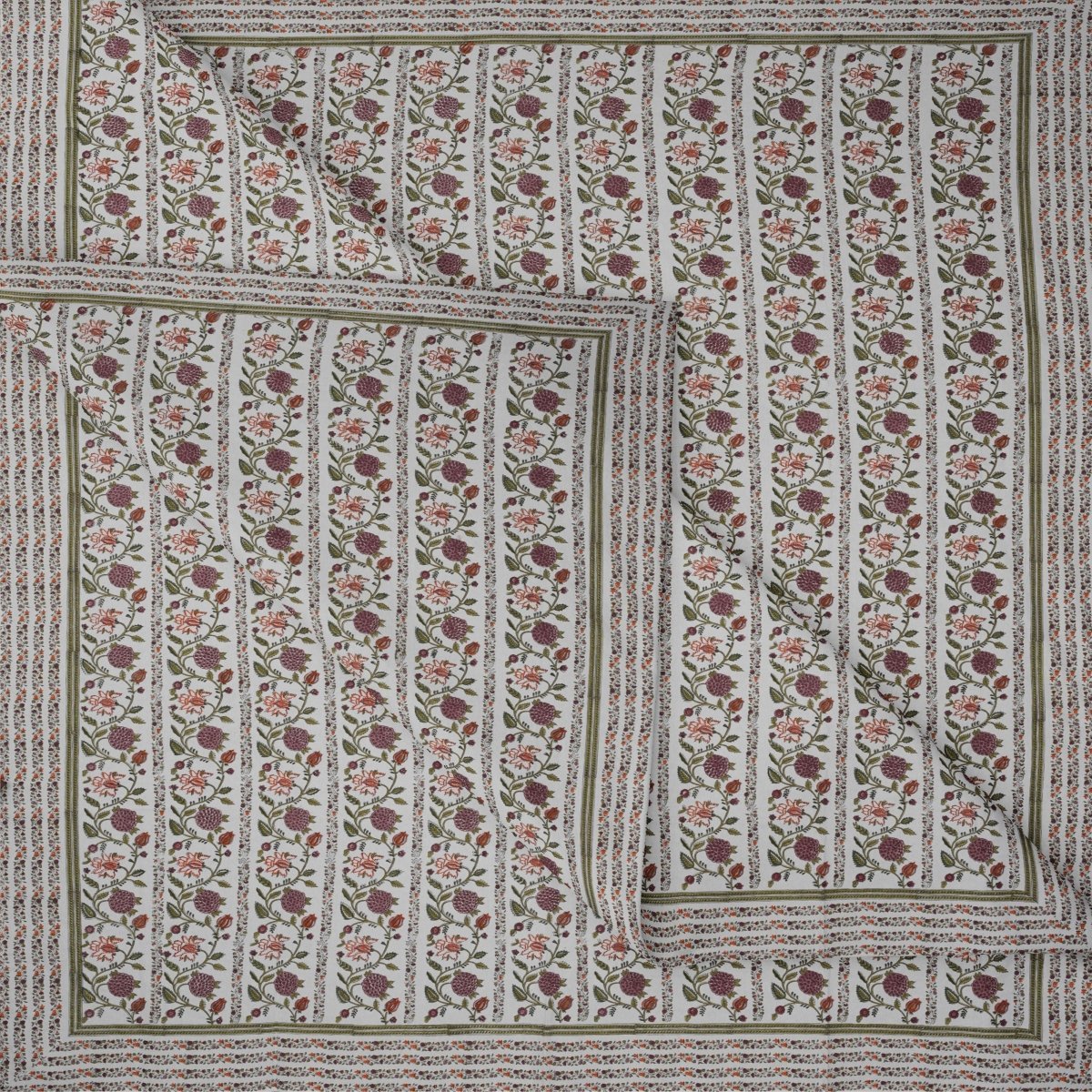 folded view of floral printed double printed bed sheet