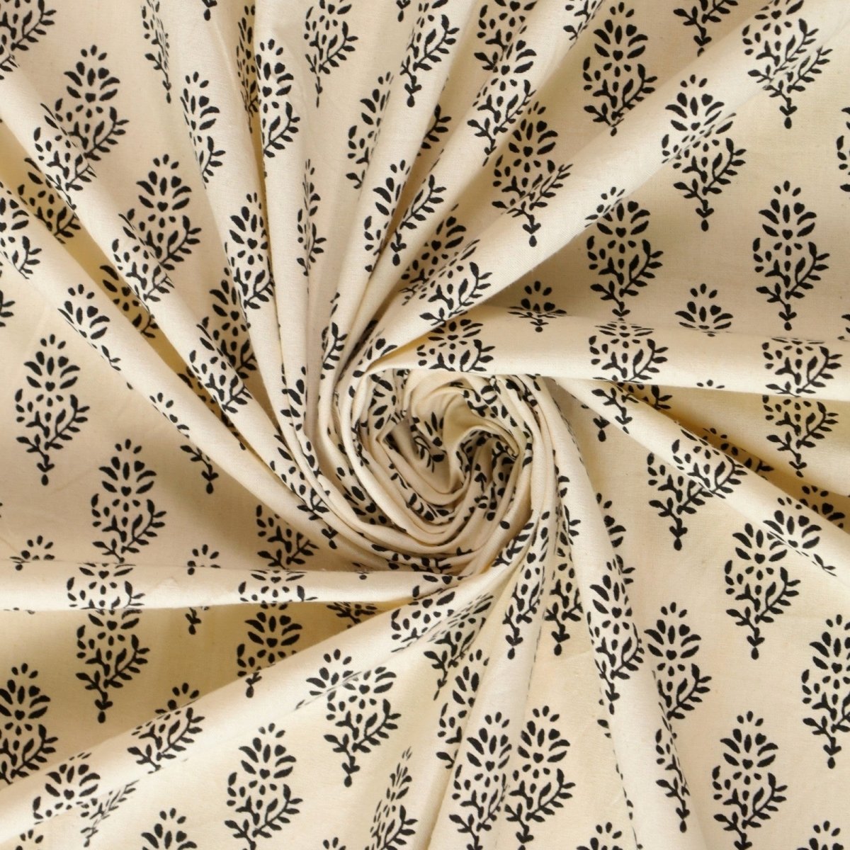 Pure Cotton Double Bedsheet Set With 2 Pillow Covers | King Size | Hand Printed in Beige, Maroon, & Black Florals | Handmade In India