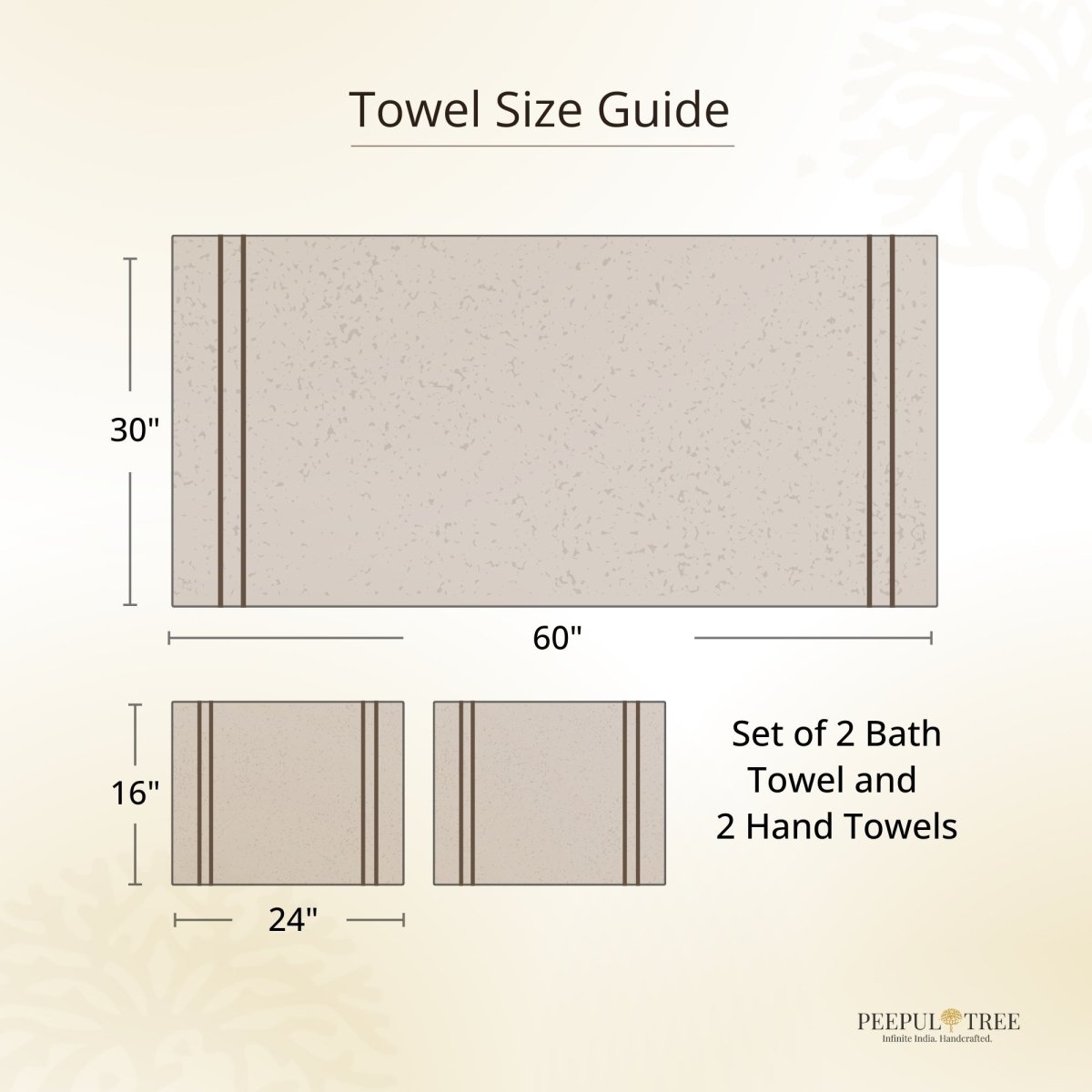 Pure Cotton Hand and Bath Towel Set | Hand Block Printed In Yellow Floral Pattern | Handmade in India