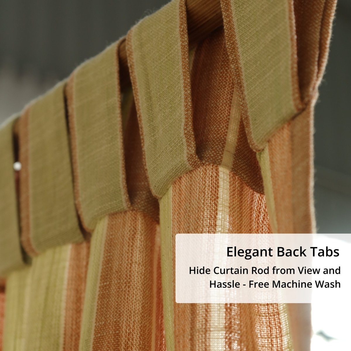 Rust & Green Handwoven Cotton Striped Curtain | 7 ft/9 ft Length