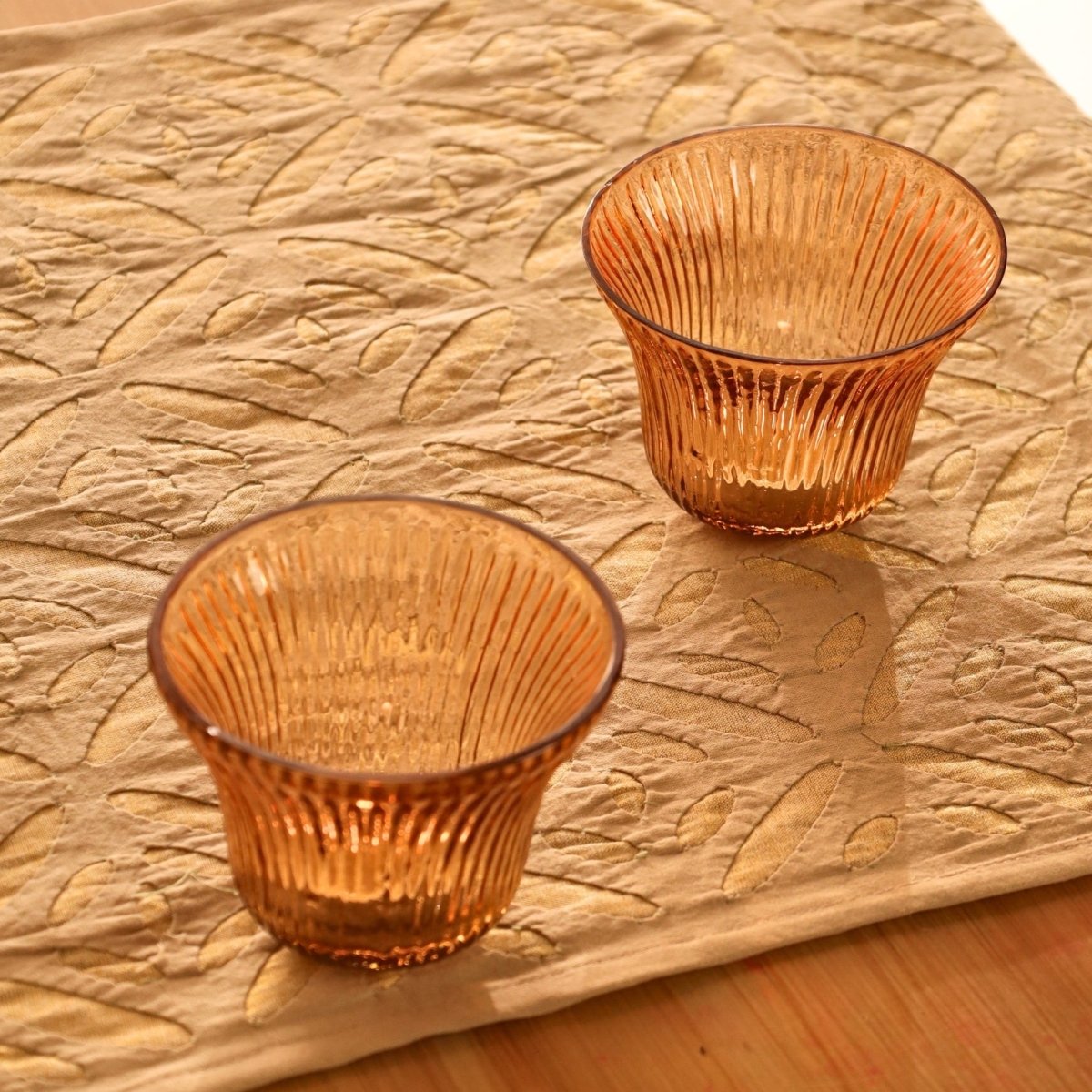 Taupe & Rust Applique Cotton Dining Table Runner | 15" x 60" | Marigold Collection
