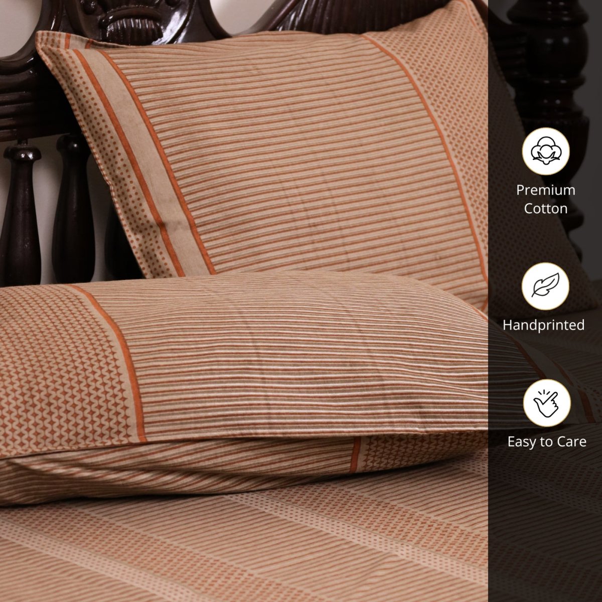 Taupe & Wine Textured Cotton Bedsheet with Pillow Cover | Marigold Collection