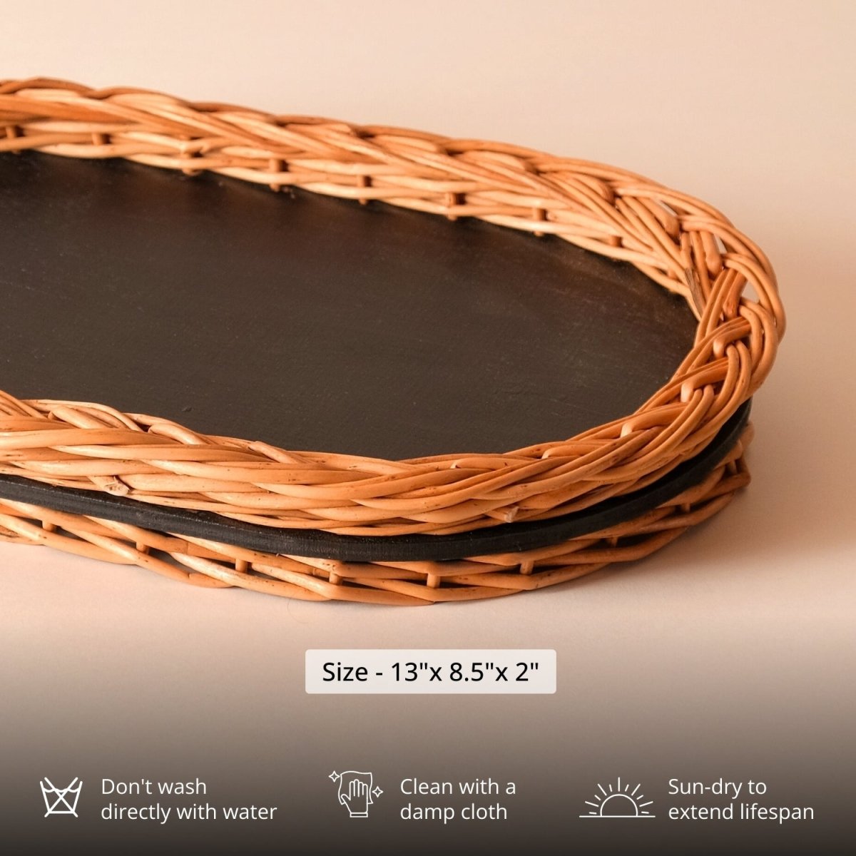 Wicker & Wood Bread Box & Serving Tray Combo | Handcrafted in Kashmir
