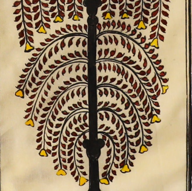 Opulent Ruby Tussar Pattachitra, Handcrafted Indian Art
