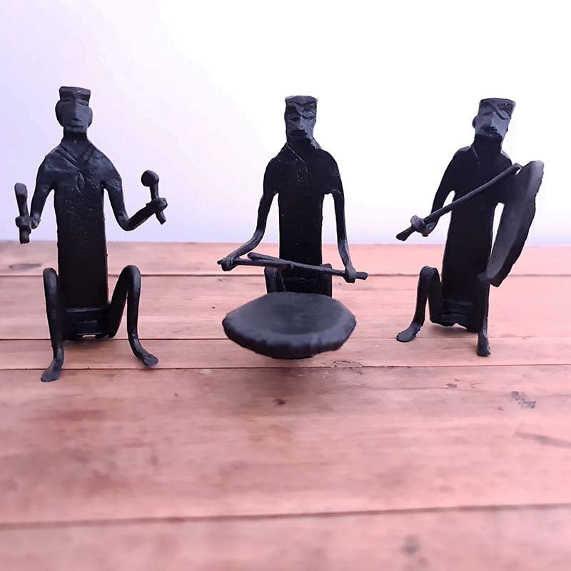 Harmony in Metal: Bastar Handcrafted Wrought Iron Musicians Trio