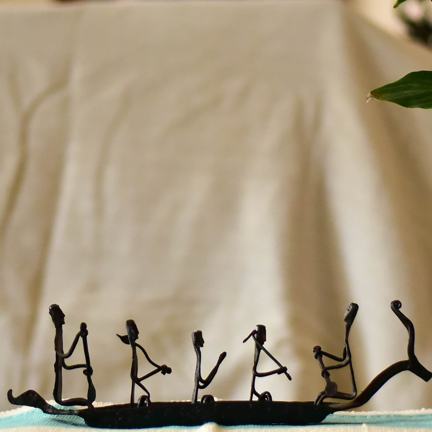 Artisanal wrought iron boat crafted in the style of Bastar tribal art