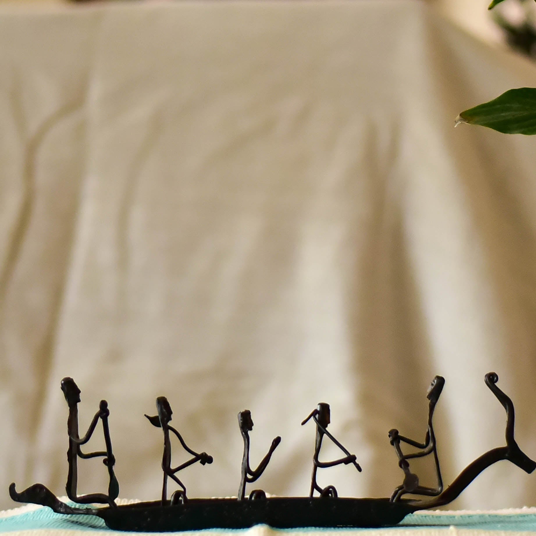 Artisanal wrought iron boat crafted in the style of Bastar tribal art