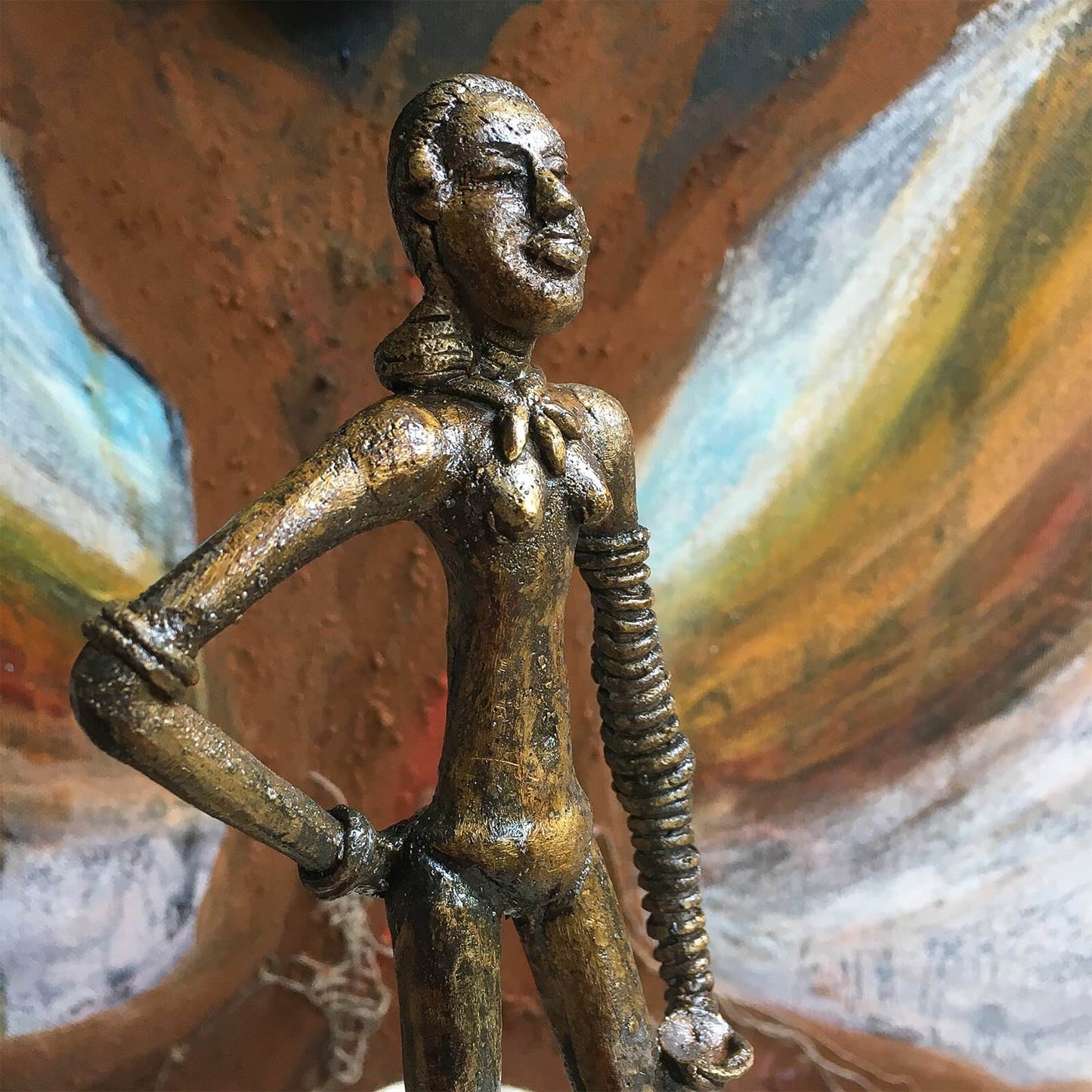 Brass & Dhokra Harappan Dancing Girl Idol - Vintage Art Piece