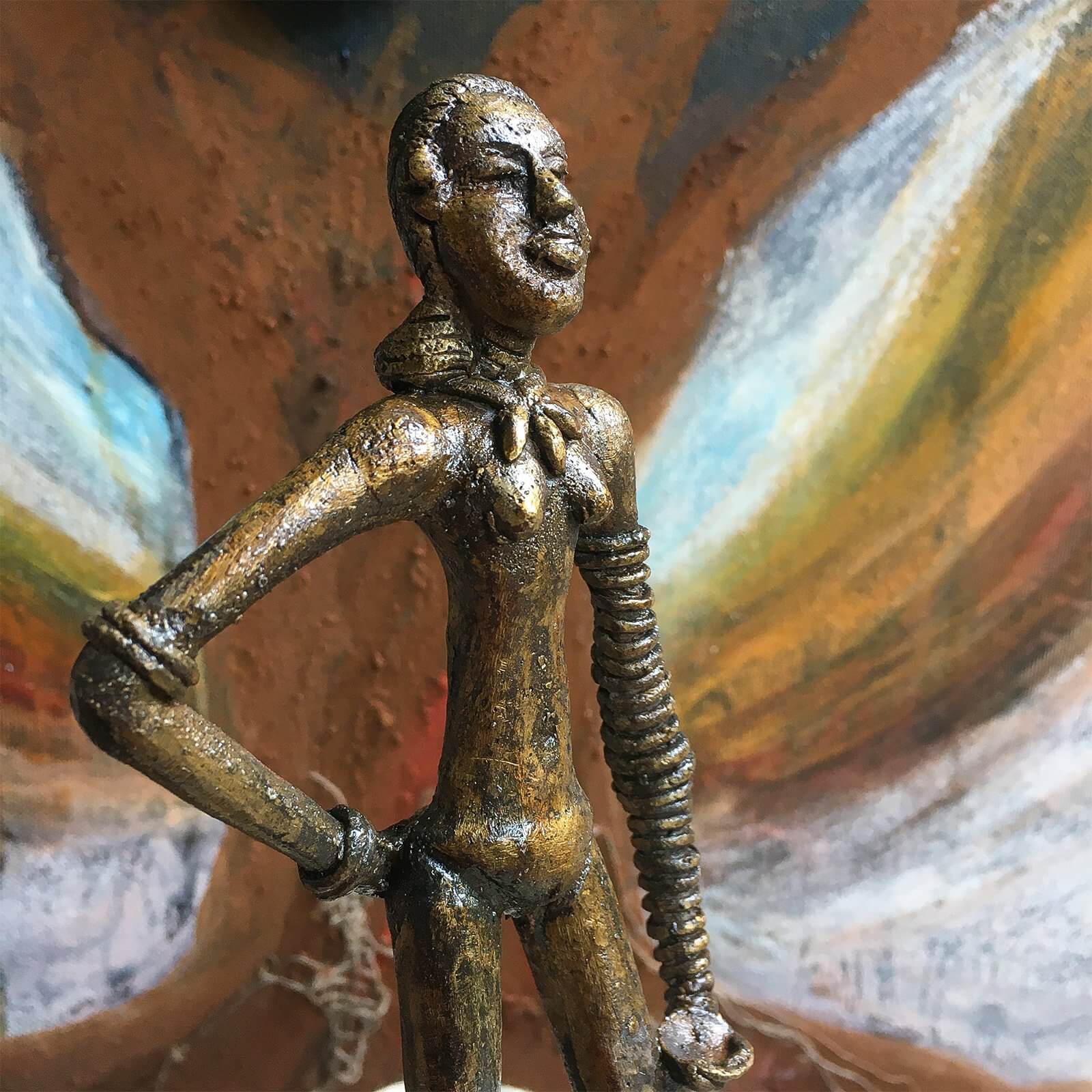 Brass & Dhokra Harappan Dancing Girl Idol - Vintage Art Piece